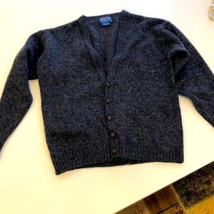 Pendleton Mens Blue Button Cardigan, 100% Shetland Wool, Size Medium, Soft Hand